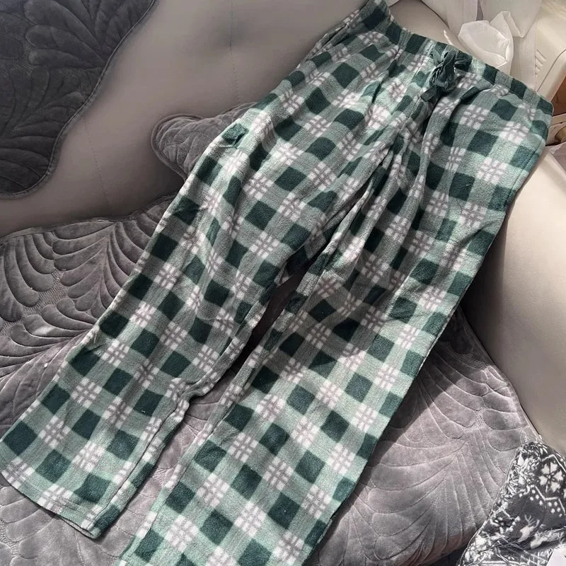 Couple Trousers Fleece Spring Autumn Men Lounge Pajama Sleep Pants