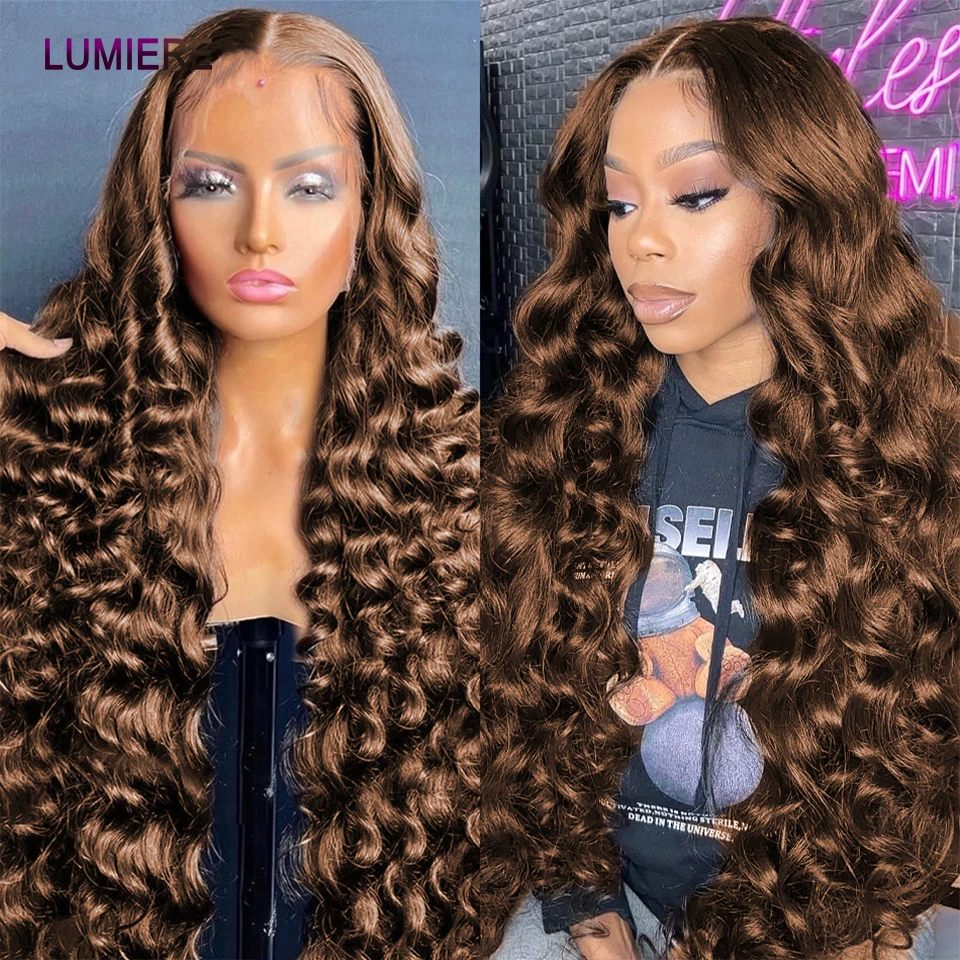 Chocolate Brown Loose Deep Wave Bundle Ombre Colored Deep Curly Raw Human Hair Bundle Deal Hair Extension Weave Double Weft