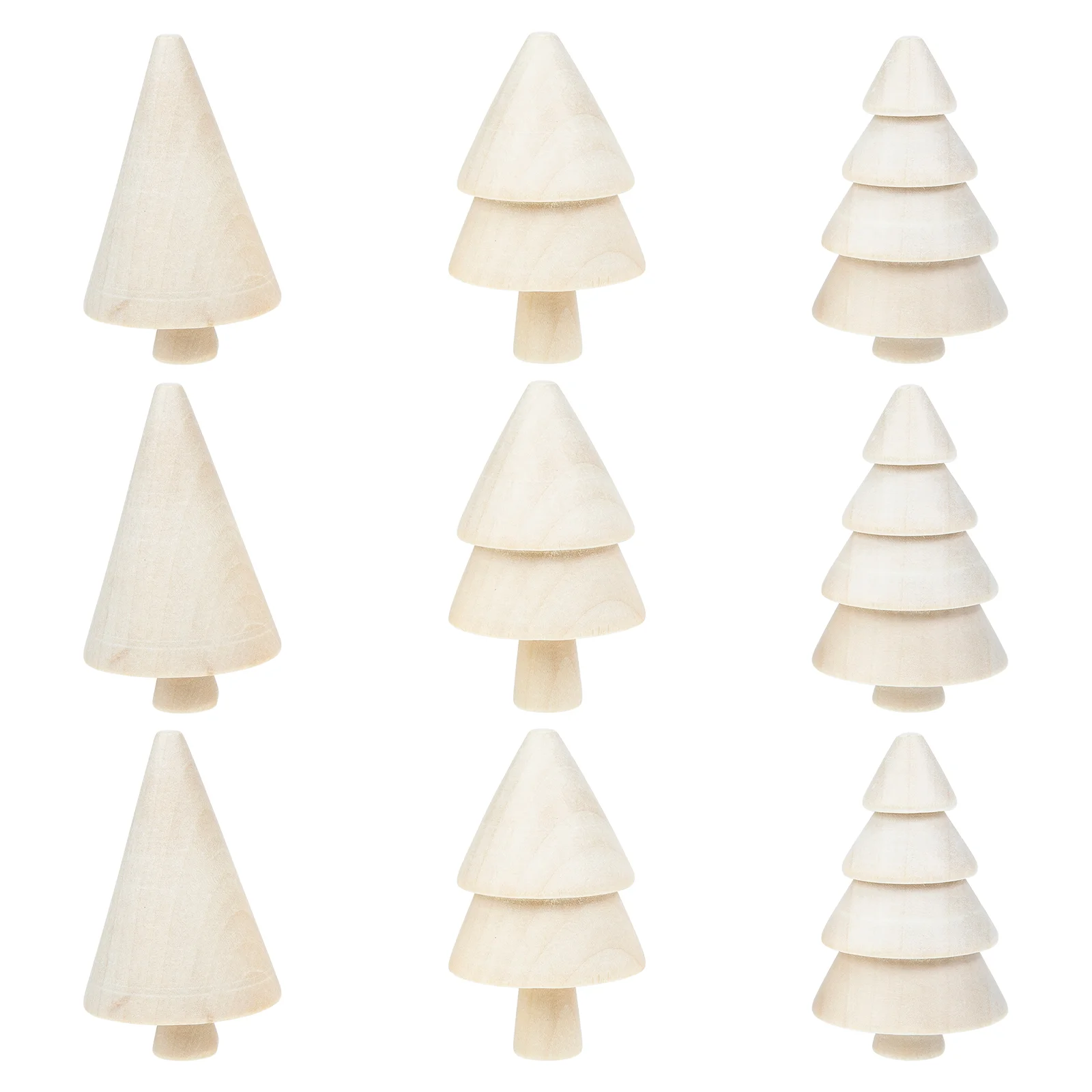 

9Pcs Wooden Christmas Trees Molds Unfinished Wooden Molds for Kids DIY