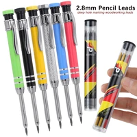 Professional Metal Carpenter Pencil Set with 2.8mm 2box Refill Lead, Deep Hole Woodworking Engineering Marking Tool 1