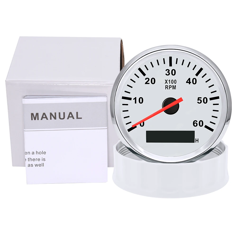 Custom 4K/6K/8K RPM 85mm Boat Tachometer Digital Engine Tach Hourmeter Tachometer Gauge for Diesel Gasoline Car rpm Meter Gauge tachometer gauge engine tachometer tachometer meter