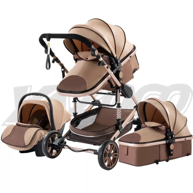 Luxurious Baby Stroller 3 in 1 Portable Travel Baby Carriage Folding Prams  High Landscape Aluminum Frame Car for Newborn Baby