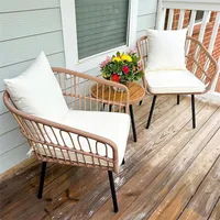 Rattan Outdoor Sofa Set 3 Pieces Outdoor Wicker Patio Conversation Bistro Set  All Weather Rattan Patio Furniture Set 1