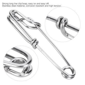 Stainless Steel Tuna Clips Longline Branch Hangers Snap Fishing Accessory Easy On/Off Fishing Tackle Stainless Steel Clips 4