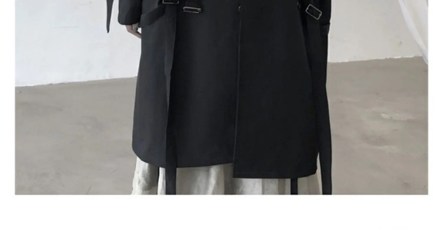 Black Oversized Dark Trench Windbreaker