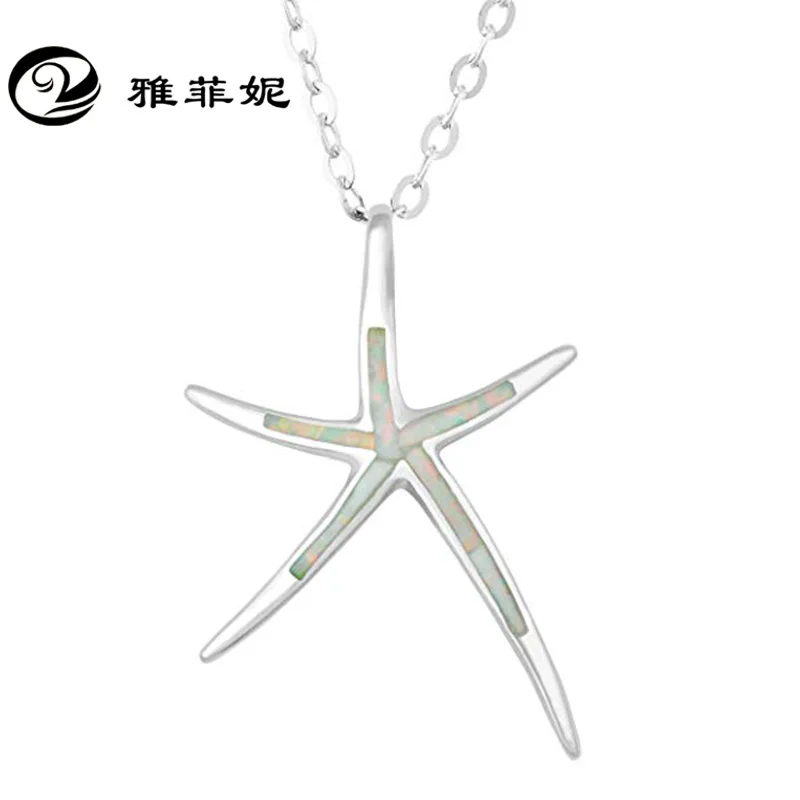 

Opal Starfish S925 Sterling Silver Female Couple Gift collar plateado mujer colar prata 925 feminino joyeria chains feminino