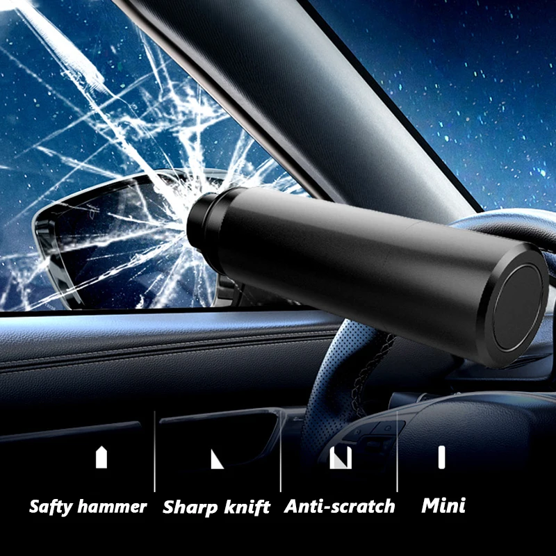 EAFC 2 in 1 Mini Car Safety Hammer Life Saving Escape Emergency Hammer Seat Belt Cutter Window Glass Breaker Car Rescue  Hammers
