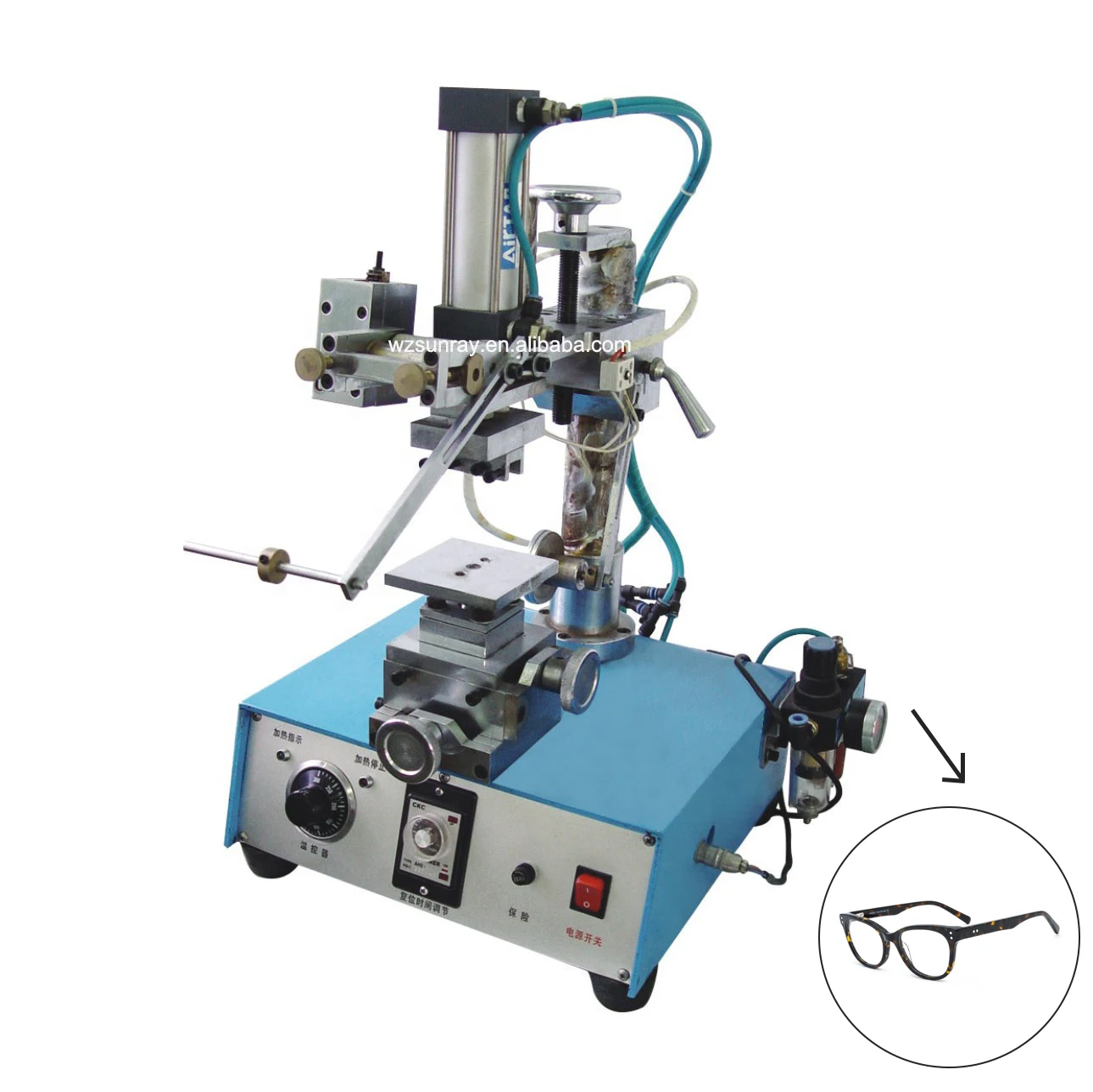 

Pneumatic Eyeglasses Frames Making Machinery Equipment 2 Color Pad Printing Hot Stamping Machine