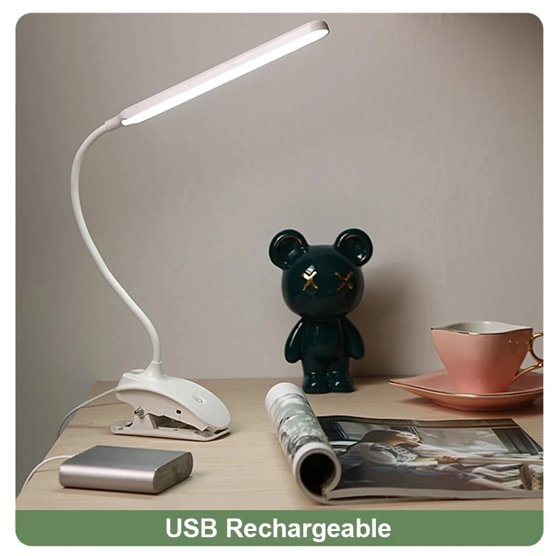 USB 충전 클립 램프, LED 눈 보호 소형 책상 램프, 학생 책상 독서 충전 클립 램프, 기숙사 침대 옆 램프