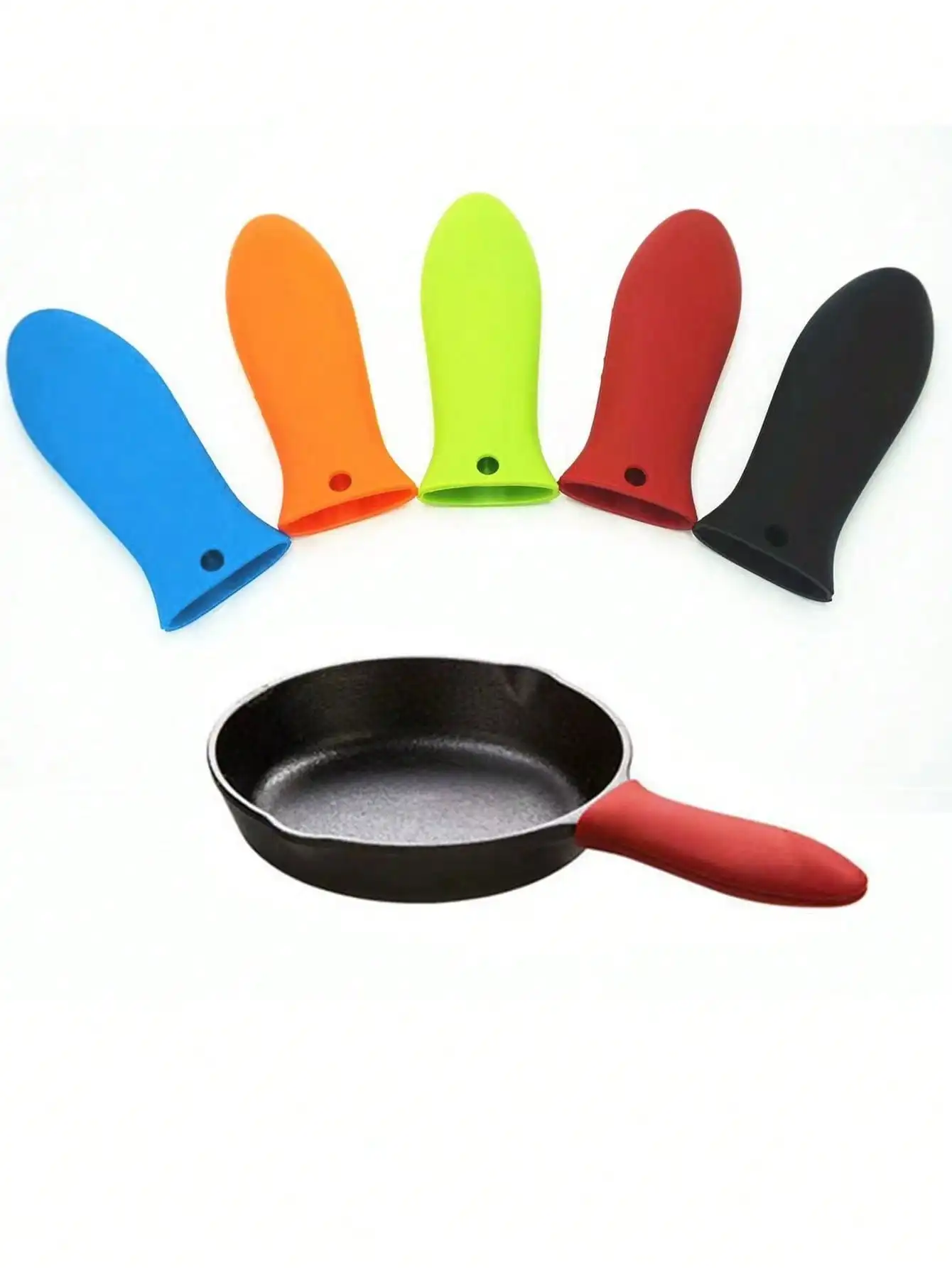 Silicone Pan Handle Heat Insulation Sleeve Thickeneded Cast Iron Pan Skillet Frying Non-Slip, High Temperature and Anti-Scaldi