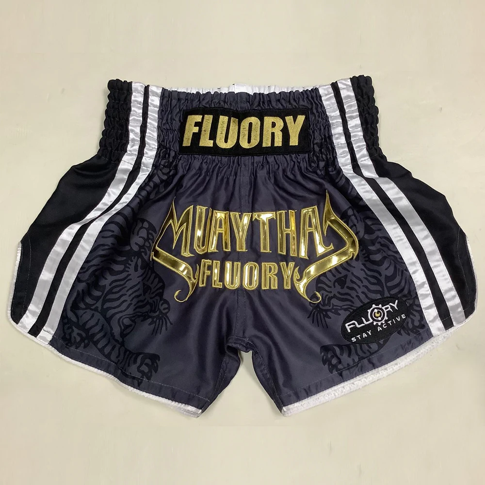 MMA Fighting Muay Thai Shorts Boxeo Boxer Training Sports Kick Boxing Fitness Athletic Pants For Kid FLUORY MTSF98