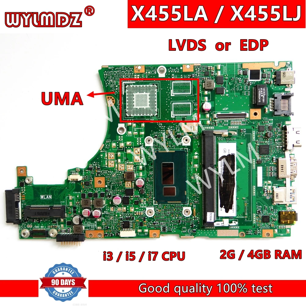 

X455LA i3/i5/i7CPU 2G/4GB RAM Motherboard For Asus X455L X455LJ X455LB X455LD A455L F455L K455L X455LF Laptop Mainboard