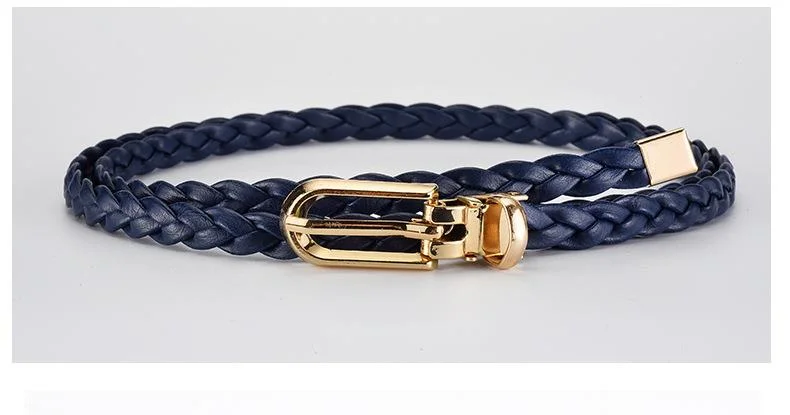 Nuova cintura intrecciata decorativa annodata in stile coreano alla moda da donna, piccola cintura color caramella, cintura con fibbia a clip semplice e personalizzata_voghion.com