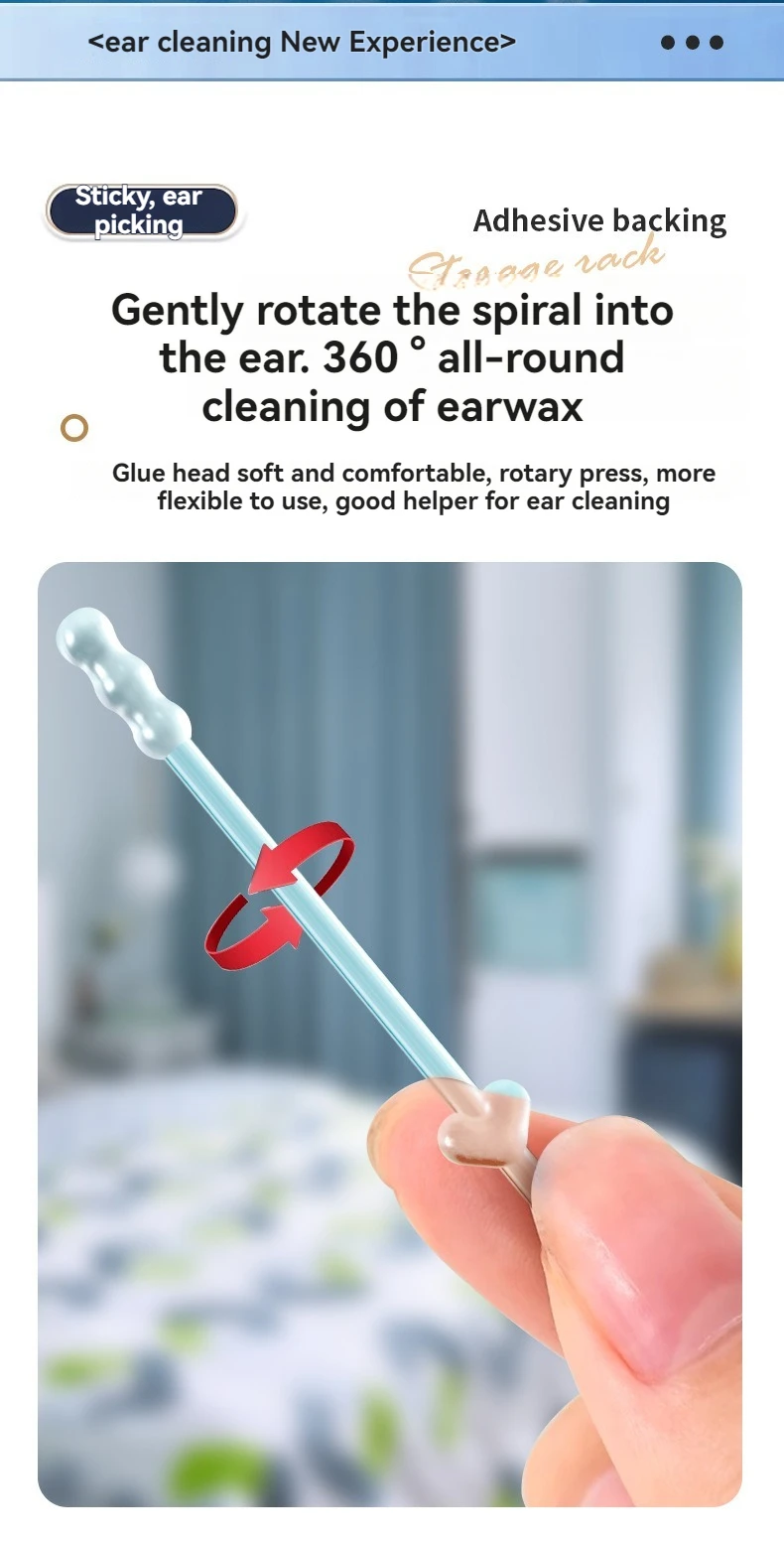 24 Teile/schachtel Silikon Ohrenschmalz Entferner Einweg Klebstoff Ohr Picks Klebrige Earpicks S/L Wiederverwendbare Ohr Reiniger für Kinder & Erwachsene – Detail 2