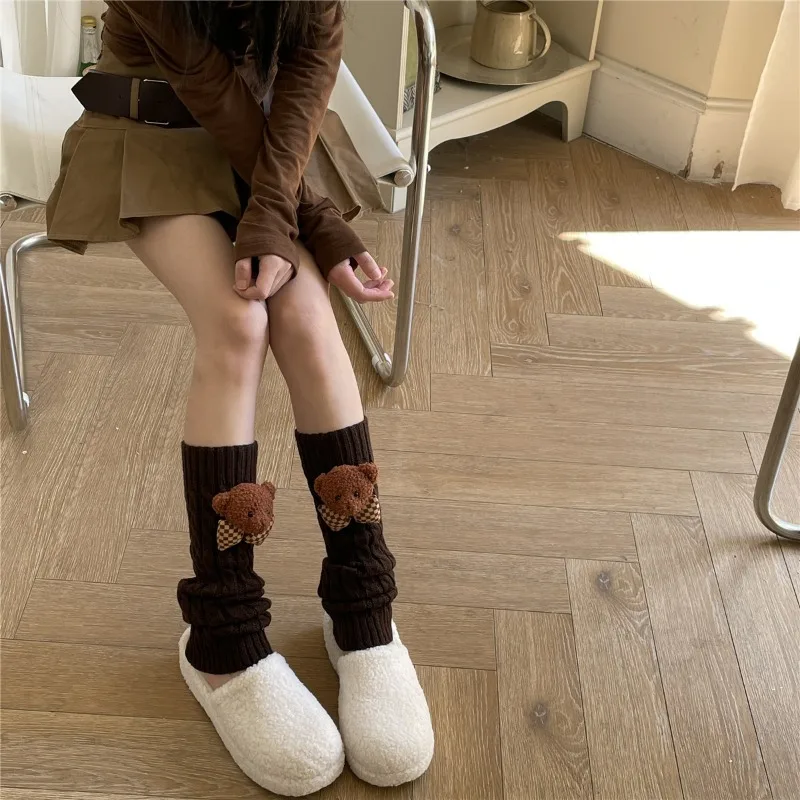 Description Picture 4 of itemNew Lolita Leg Warmers Japanese Women Gothic Long Socks Ribbon Leggings Gaiters Knee Goth Winter Sock Knitted Cuffs Ankle Warmer