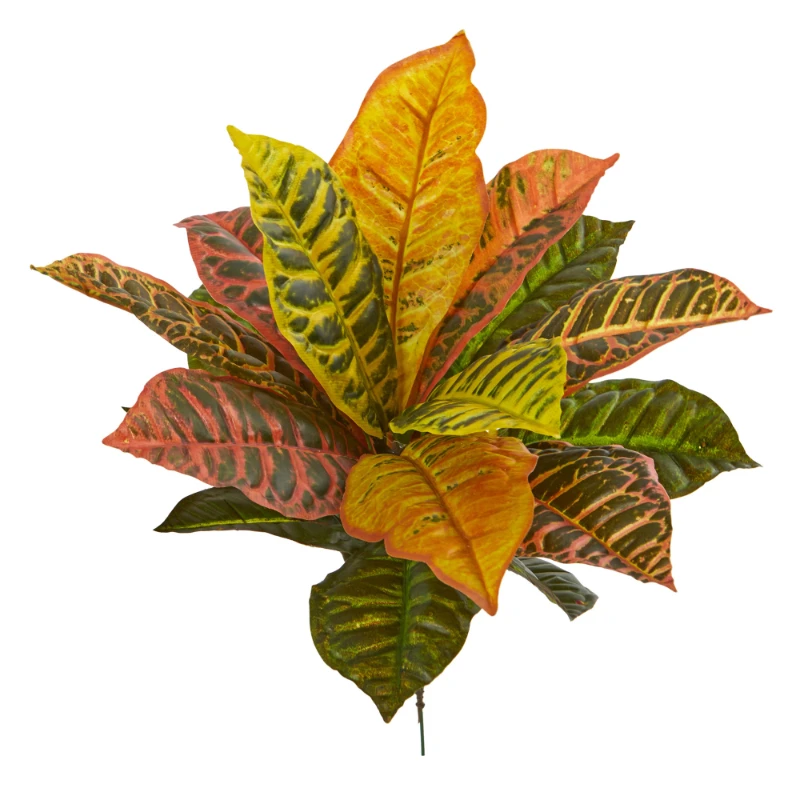 

17" Garden Croton Artificial Plant, Real Touch (Set of 6), Multicolor