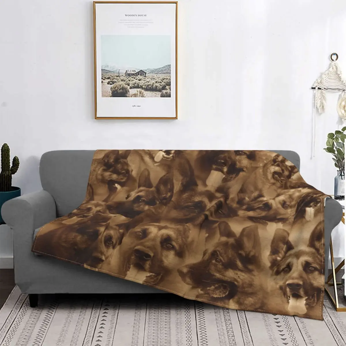 Print German Shepherd Dog Blankets Breathable Soft Flannel Summer GSD