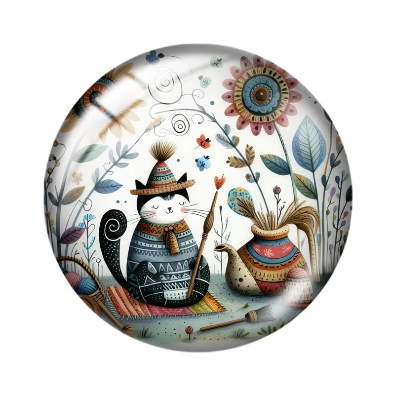 Gatos caprichosos 10 Uds 12mm/16mm/18mm/30mm foto redonda cabujón