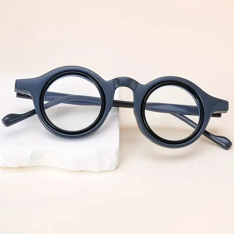 Enhanced Blue Light Blocking Round Reading Glasses for Men - High-Quality Lens Options