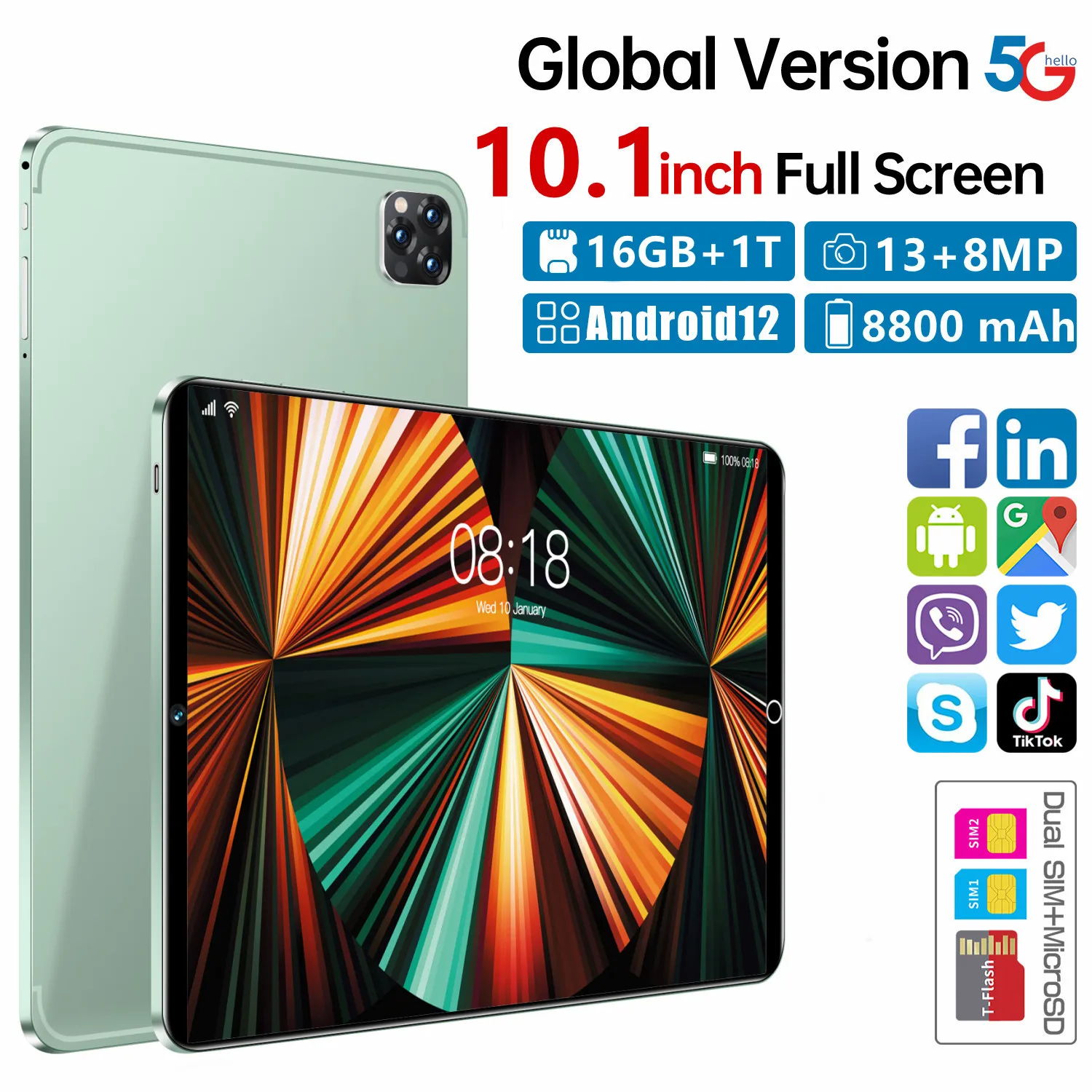 

Global Version Pad Pro11 Tablet PC Android 12 16GB 1T 8800mAh Deca Core Google Play WPS 5G WIFI Bluetooth Hot Sales Laptop