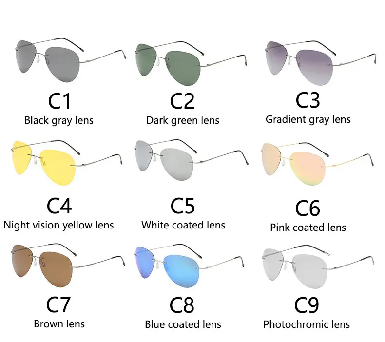 BOYSEEN Randlose Metall Titan Polarisierte Sonnenbrille Männer Große Größe Sonnenbrille Photochrome Gläser Fahren Gläser Ultraleicht 11g – Detail 7