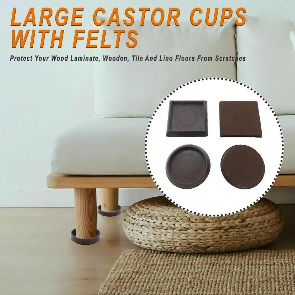 

4Pcs/lot Furniture Floor Protector Castor Cups Chair Sofa Footpad Sofa Cups Chair Feet Desk Furniture Caster Round Square C L8C8