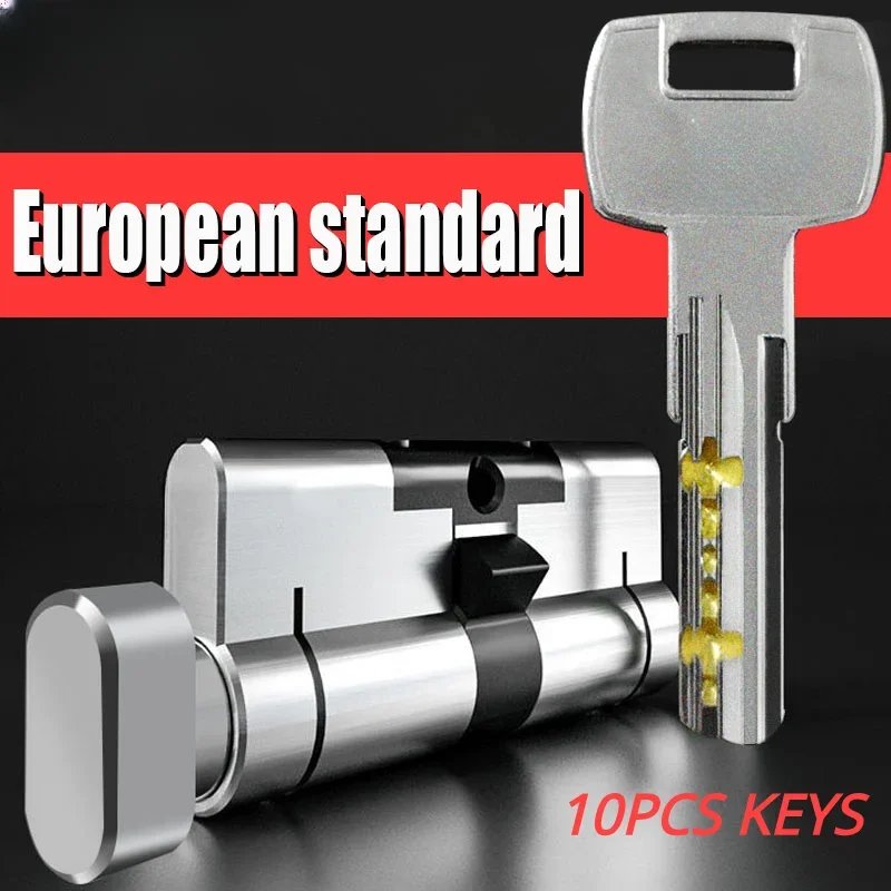 

10PCS Keys European Standard High Quality Door Lock Cylinder Anti-theft Door Lock Entry Outdoor Locks Cylinder cilindros