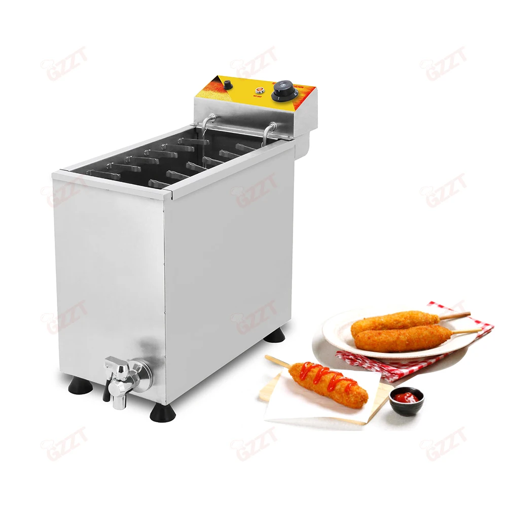 

GZZT Commercial 21L Cheese Hot Dog Sticks Fryer Electric/Gas Deep Korean Corn Dog Fryer Machine Korean Mozzarella Maker