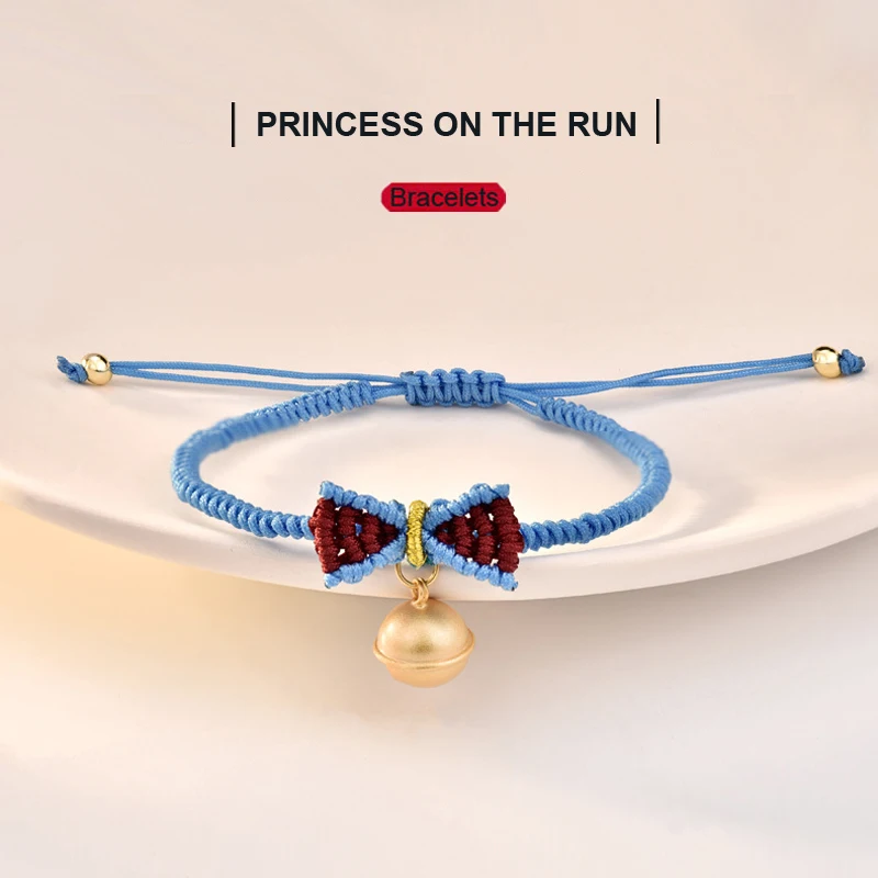 

The Princess on The Run S925 Sterling Silver Bracelet Snow White Bow-knot Bell Hand Rope Birthday Gift for Girls