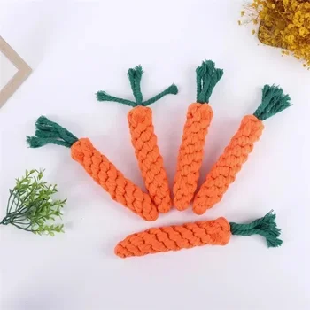 1pcs Carrot Dog Bite Rope Pet Dog Toys Cartoon Chew Toys Durable Braided Bite Resistant Puppy Molar Cleaning Teeth Cotton Rope 4