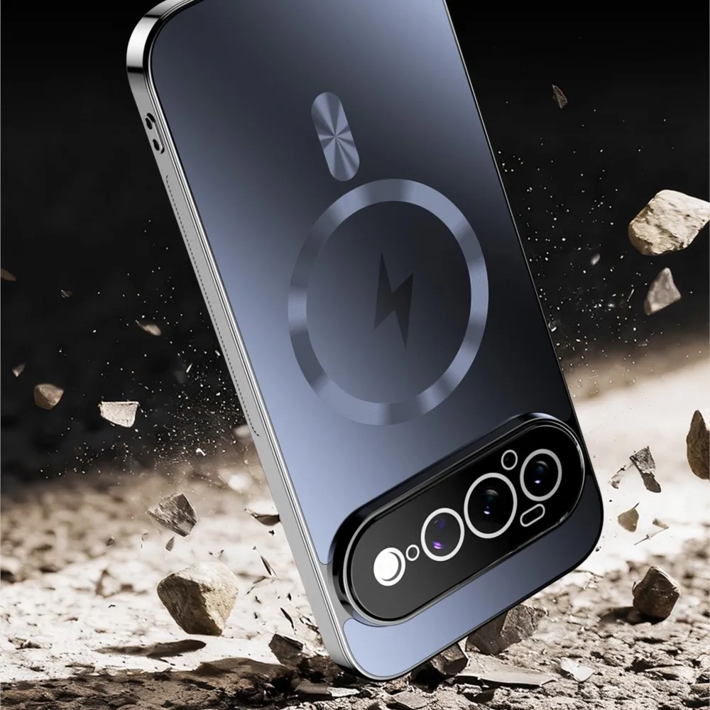 Luxury Straight Edge Magnetic Plating Flash Charge Case