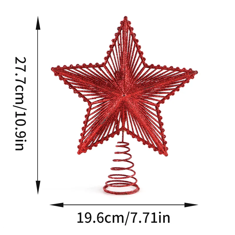 1 Pcs 27.7*19.6cm Gold Silve Sequins Five Pointed Star Tree Top Hat Hollow Out New Year's Christmas Party Supplies Home Decorati