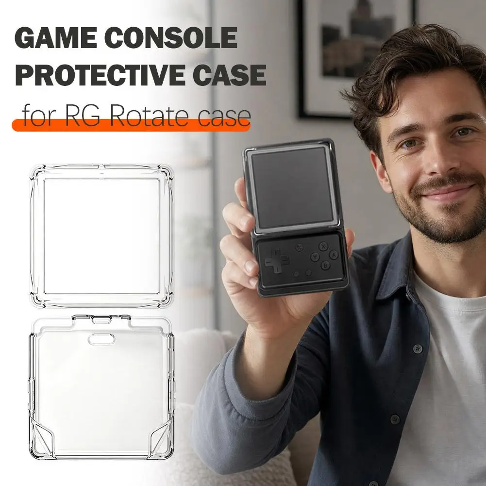 Enhanced TPU Protective Case for Handheld Game Console - Shockproof Clear Shell with Screen Rotation Feature