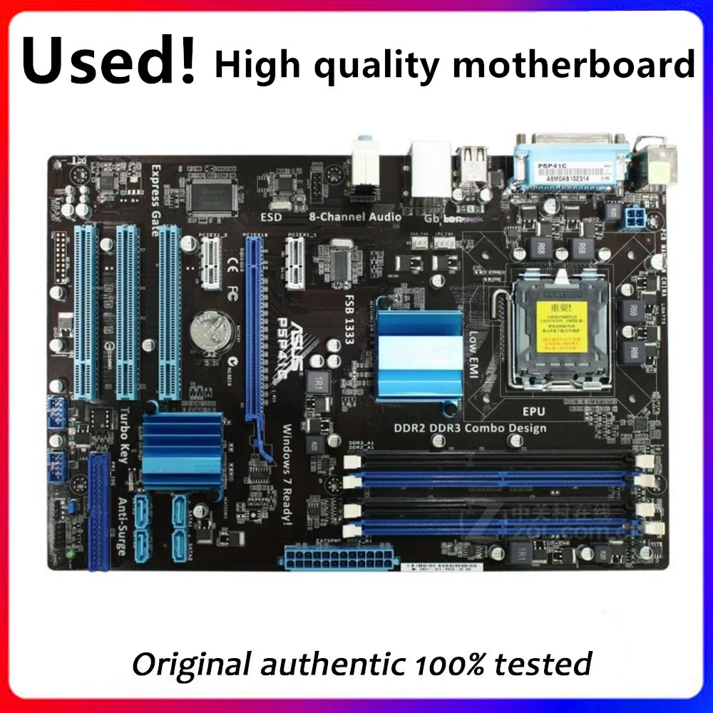 

Материнская плата для Asus P5P41C G41 Socket LGA 775 Q8200 Q8300 DDR3, оригинальная б/у материнская плата, распродажа