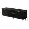 Black TV Stand, Modern TV Consoles for Living Room 65+ Inch TV, Fluted Panel Media Console with Sliding Doors & Ajustable Shelv 5