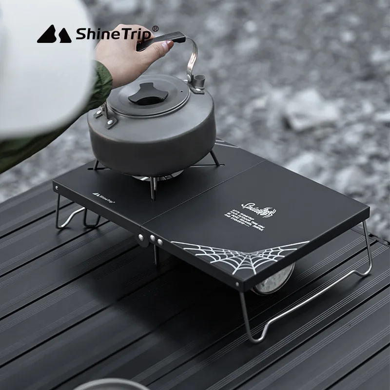 

Shine Trip Mini Camping Table with Heat Gas Stove Holder, Foldable Outdoor Stove Compatible SOTO ST-310 / ST330 /CB-JCB / TRB250