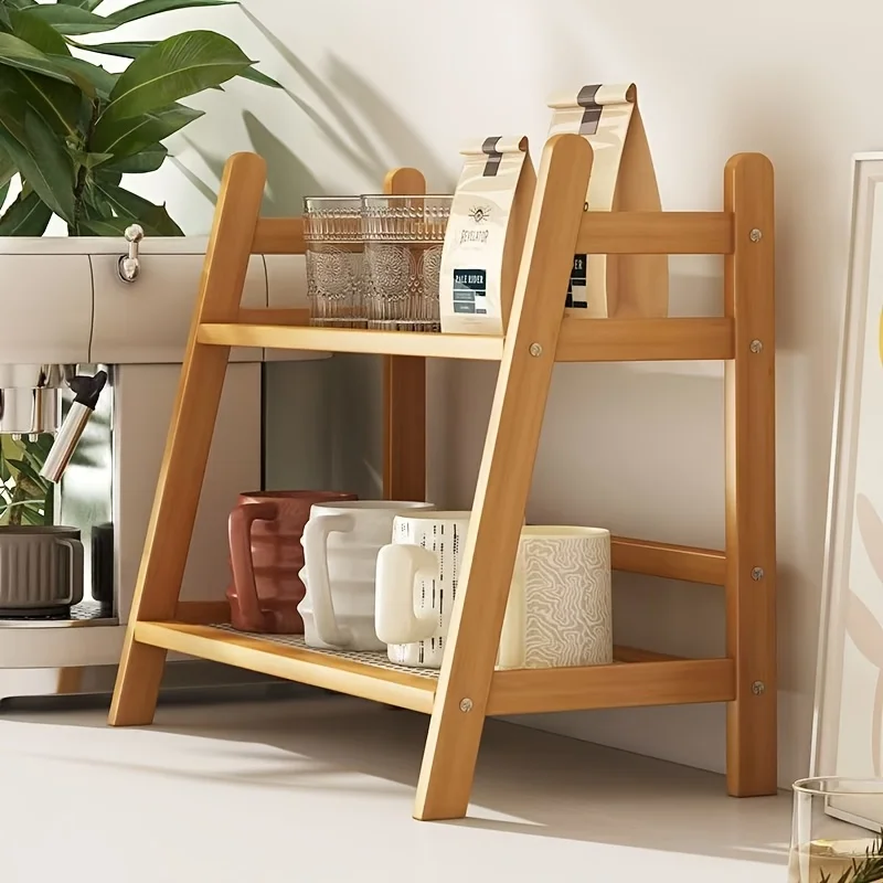 2-layer Imitation Rattan Storage Rack, Cup Storage Rack, Desktop Miscellaneous Water Cup Storage Rack