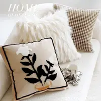 Juste de coussin rétro pour canapé, taie d'oreiller, marron, plante, avoine, crème légère, luxe, salon, tête de lit, Premium 2