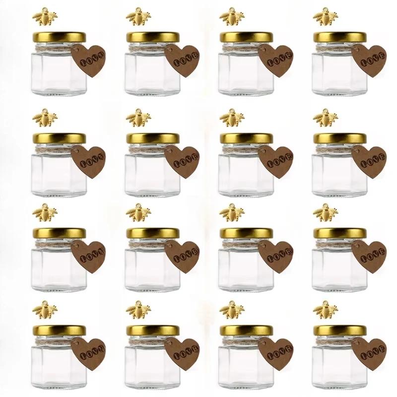 20PCS/10PCS Mini Honey Jars 1.5 Oz Glass Jars,Perfect for Baby Shower,Wedding Favors,Party Favors Kitchen Sugar Honey Pot
