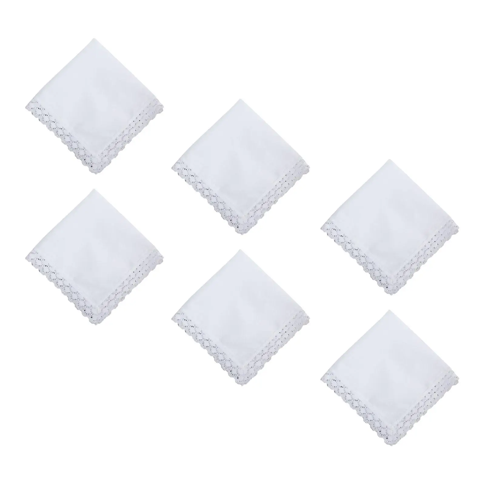 6 Pieces Pure White Lace Handkerchiefs Soft Wedding Hankies for Wedding Gift