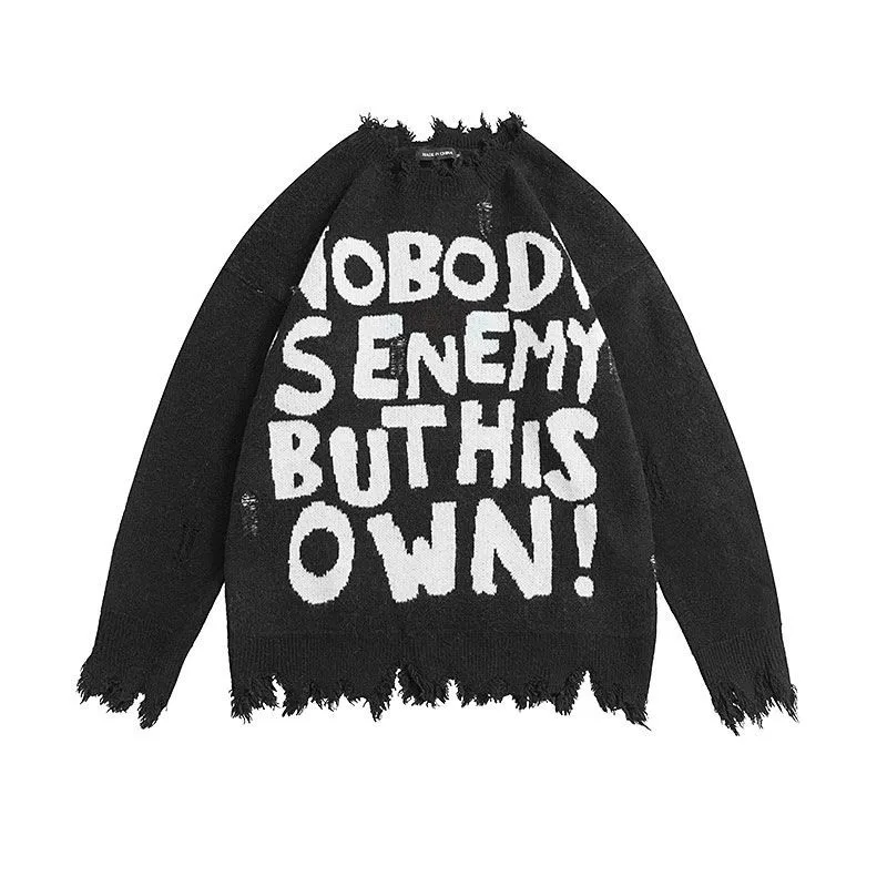 

Pullovers Women's Sweater Knitted Jumper Vintage Oversize Essentials Y2k Gothic Clothes Men's Punk Harajuku Streetwear
