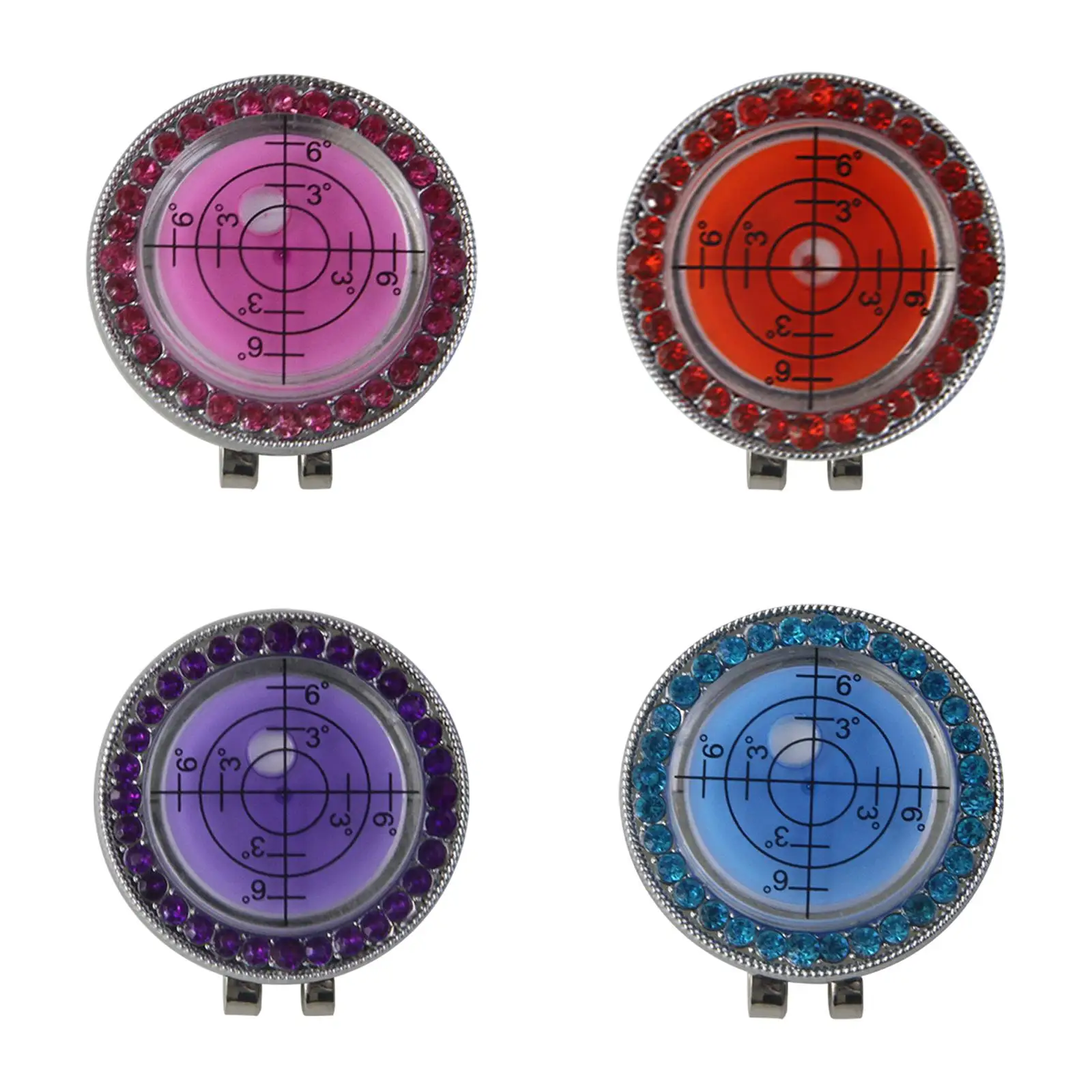 Green Reader, Golf Ball Marker, Stylish Alignment Tool for Reading The Green Rhinestone Round Bubble Level Putting Aid Reader