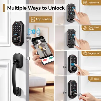 ARPHA Smart Lock D289H Smart WiFi Keyless Door Lock with Camera 5 in 1 Camera Fingerprint Entry App-Controlled Auto-Lock System 3
