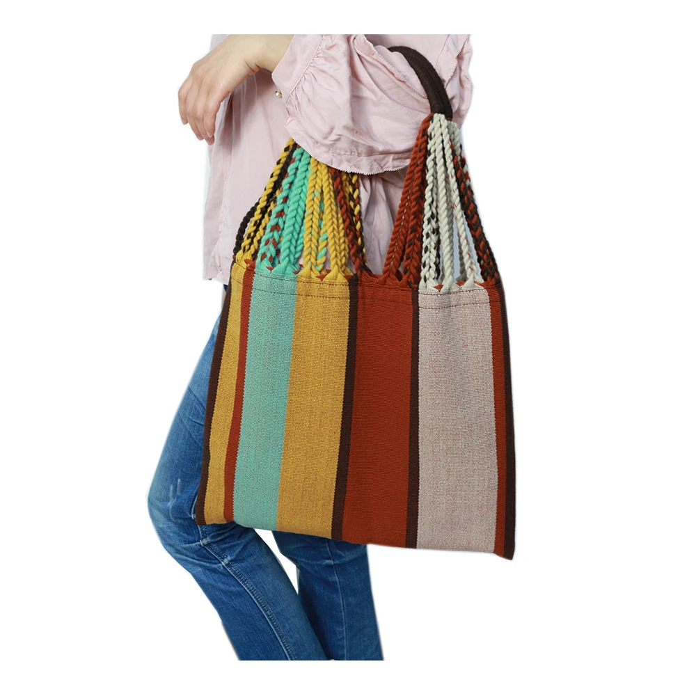 Handbags сумка для путешествий тренд Woven Acrylic Spring Tote Bags Stripe Handmade Sac a Main Femme High Capacity Bolsas