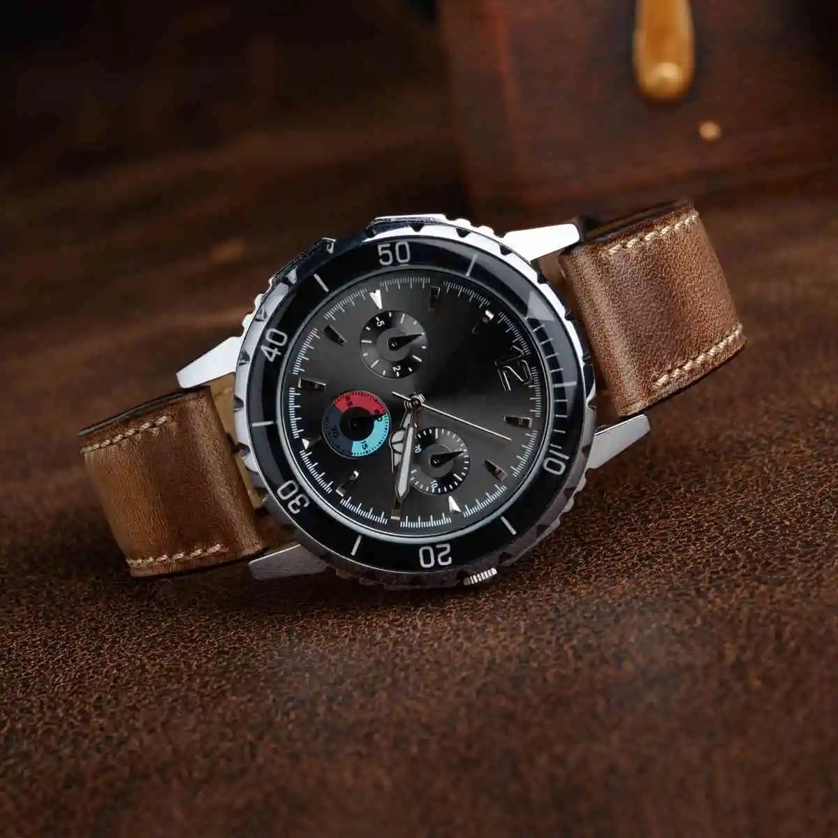 BISONSTRAP Horween Leather Watch Band 18mm 19mm 20mm 21mm 22mm 23mm 24mm Silver Buckle, Strap for Men Women Vintage Wristband