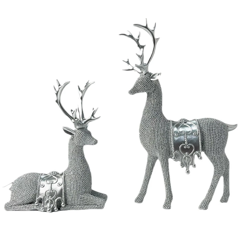 Christmas Reindeer Resin Figurine Decoration Set