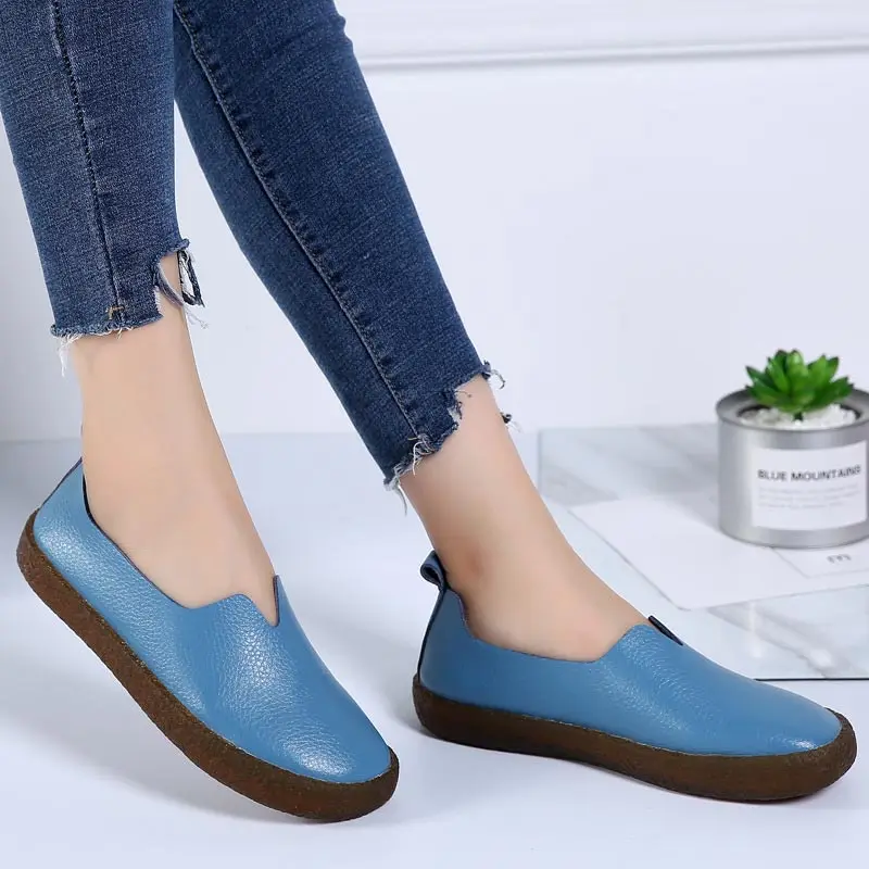 Comemore Plus Size 43 Loafers Ladies Shoes 2023 Casual Comfortable Flats Female Shoes Genuine Leather Shoe Woman Tenis Feminino