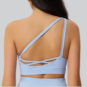 Summer Women's Sport Bra Yoga Top One Shoulder Shockproof Fitness Bras Women Push Up Workout Running Gym Vest Sports Underwear