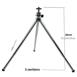 Compact Multi - Purpose Mini Tripod with Universal Holder for Smartphones and Cameras (L  Silver 3 sections)
