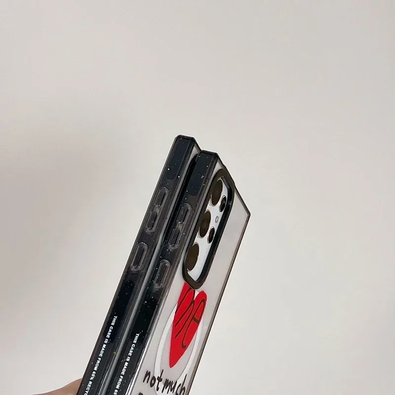 Heart Graffiti Acrylic Black Border Protective Case for Samsung Galaxy S22U S23U S24 Ultra Shell with MagSafe